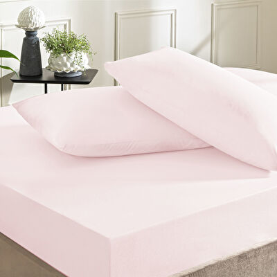 Taç Ranforce Lastikli King Size Çarşaf Set Pudra