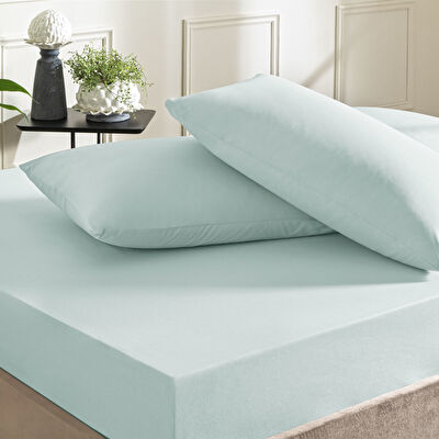 Taç Ranforce Lastikli Tek Kişilik Çarşaf Set Mavi