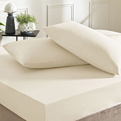 Taç Ranforce Lastikli Tek Kişilik Çarşaf Set Ekru