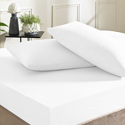 Taç Ranforce Lastikli King Size Çarşaf Set Beyaz