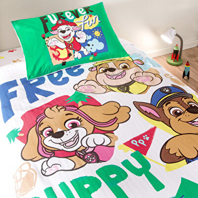 Taç Lisanslı Paw Free Hugs Tek Kişilik Pamuk Pike Takımı