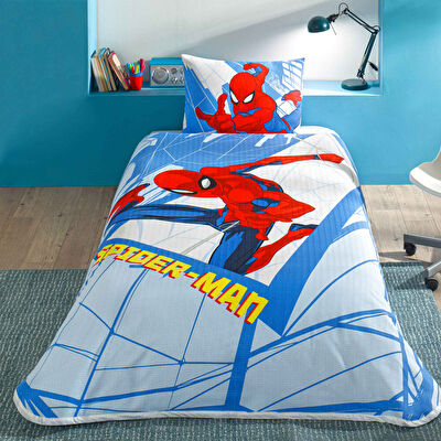 Taç Lisanslı Spiderman Gate Tek Kişilik Pamuk Pike Takımı