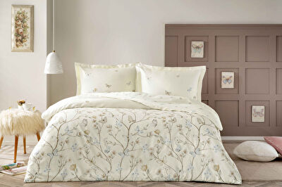 Taç Lesly Saten Çift Kişilik Nevresim Takımı Kremrengi