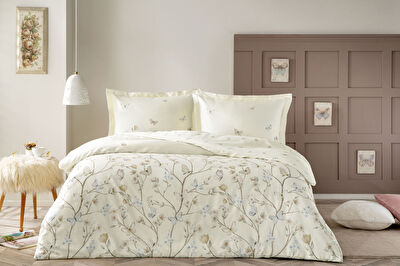 Taç Lesly Saten Çift Kişilik Nevresim Takımı Kremrengi