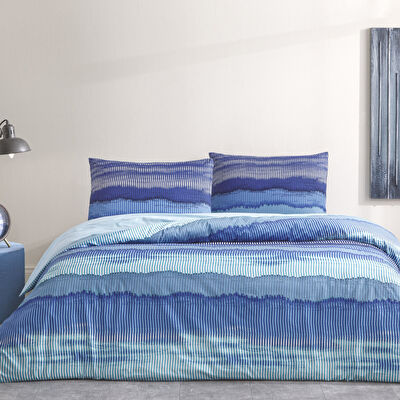 Taç Wave Ranforce Çift Kişilik Nevresim Takımı Mavi