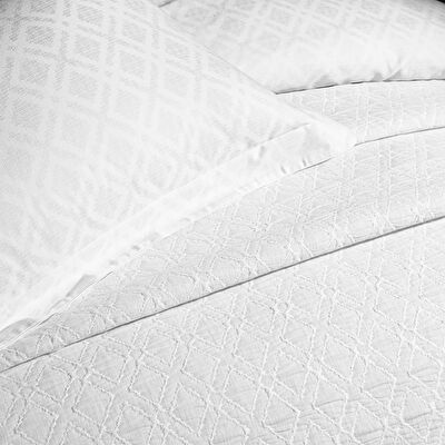 Taç Bellamy Yatak Örtülü Çift Kişilik Nevresim Seti Beyaz