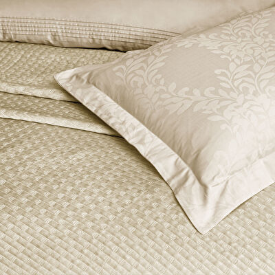 Taç Gabriella Yatak Örtülü Çift Kişilik Nevresim Seti Camel