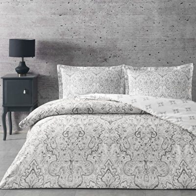 Taç Cassandra Saten Çift Kişilik Nevresim Takımı Gri