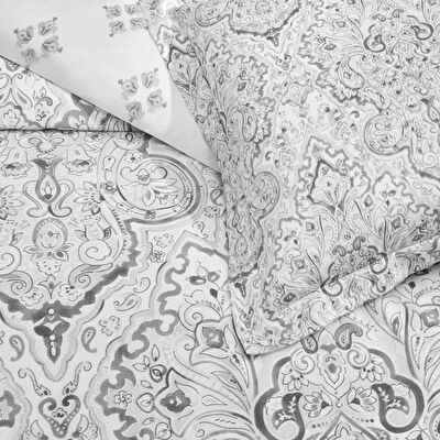 Taç Cassandra Saten Çift Kişilik Nevresim Takımı Gri