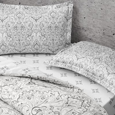 Taç Cassandra Saten Çift Kişilik Nevresim Takımı Gri