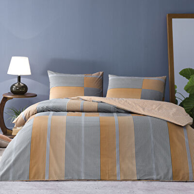 Taç Miles Ranforce Tek Kişilik Nevresim Takımı Turuncu