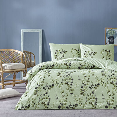 Taç Leif Ranforce Çift Kişilik Nevresim Takımı Yeşil