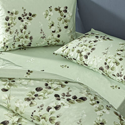 Taç Leif Ranforce Çift Kişilik Nevresim Takımı Yeşil