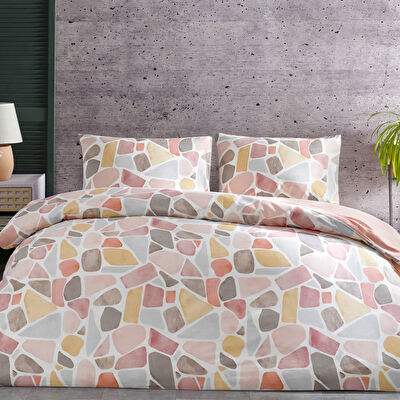 Taç Alvy Ranforce Çift Kişilik Nevresim Takımı Pembe