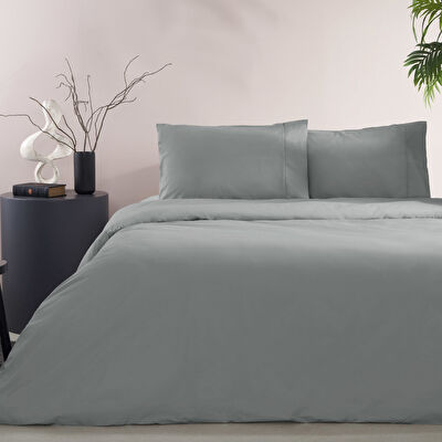 Taç Basic Ranforce Çift Kişilik Nevresim Takımı Gri