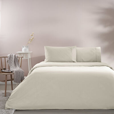 Taç Basic Ranforce Çift Kişilik Nevresim Takımı Ekru