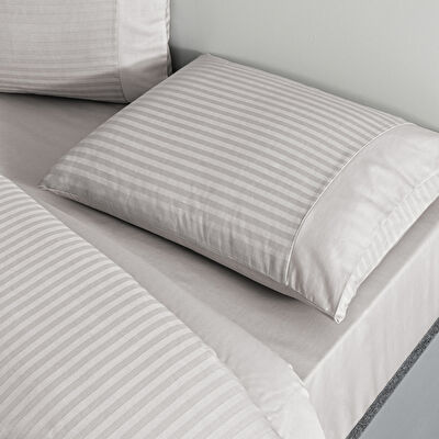 Taç Stripe Premium Basic Çift Kişilik Nevresim Takımı Gri