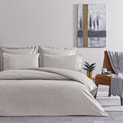 Taç Stripe Premium Basic Çift Kişilik Nevresim Takımı Gri