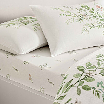 Taç Baskılı Bloomy Tek Kişilik Pike Takımı Yeşil