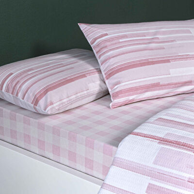 Taç Baskılı Grid Çift Kişilik Pike Takımı Pembe