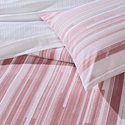 Taç Baskılı Grid Çift Kişilik Pike Takımı Pembe