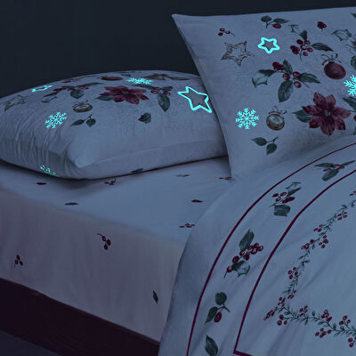 Taç Charm Glowlu Ranforce Çift Kişilik Nevresim Takımı Kırmızı