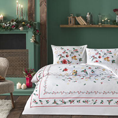 Taç Charm Glowlu Ranforce Çift Kişilik Nevresim Takımı Kırmızı