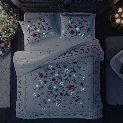 Taç Charm Glowlu Ranforce Çift Kişilik Nevresim Takımı Kırmızı