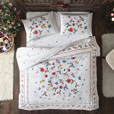 Taç Charm Glowlu Ranforce Çift Kişilik Nevresim Takımı Kırmızı