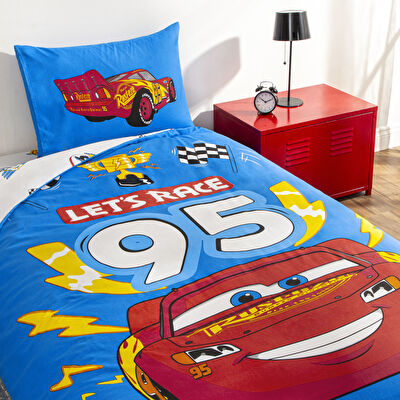 Taç Lisanslı Disney Cars Let' s Race Tek Kişilik Pamuk Nevresim Takımı