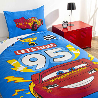 Taç Lisanslı Disney Cars Let' s Race Pamuk Tek Kişilik Nevresim Takımı