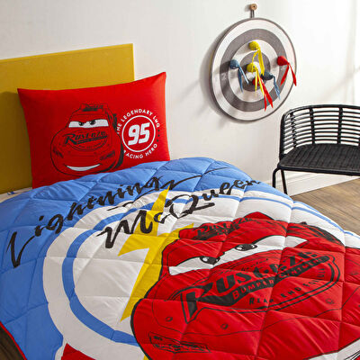 Taç Lisanslı Disney Cars Mcqueen Tek Kişilik Pamuk Yorgan Seti