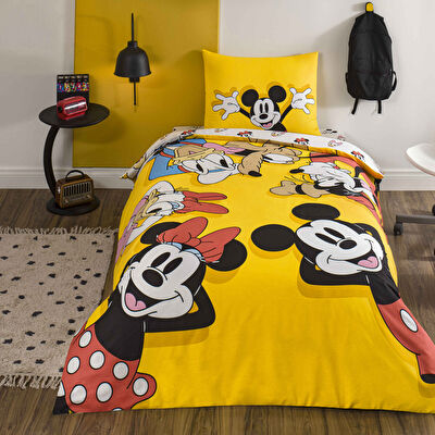 Taç Lisanslı Disney Mickey & Friends Pamuk Tek Kişilik Nevresim Takımı