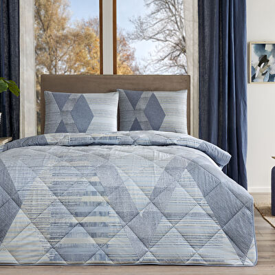 Taç Ellıs Ranforce Çift Kişilik Yorgan Set Mavi