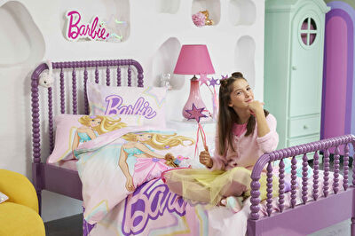 Taç Lisanslı Barbie Mermaid Tek Kişilik Pamuk Nevresim Takımı