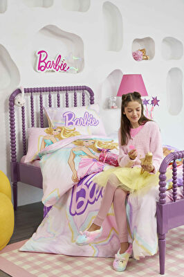 Taç Lisanslı Barbie Mermaid Tek Kişilik Pamuk Nevresim Takımı