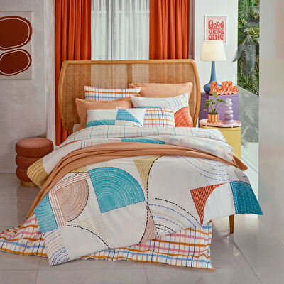 Taç Flexıa Ranforce Çift Kişilik Nevresim Takımı Turuncu