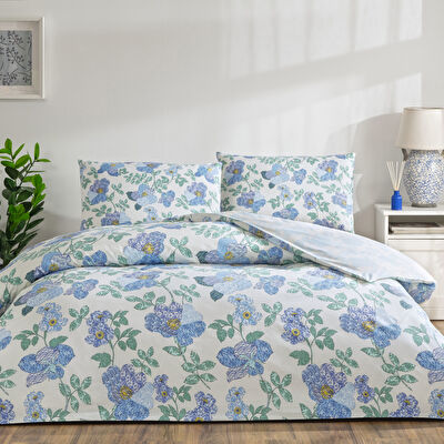 Taç Ardena Ranforce Çift Kişilik Nevresim Takımı Mavi