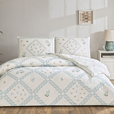 Taç Elyon Ranforce Tek Kişilik Nevresim Takımı Mavi