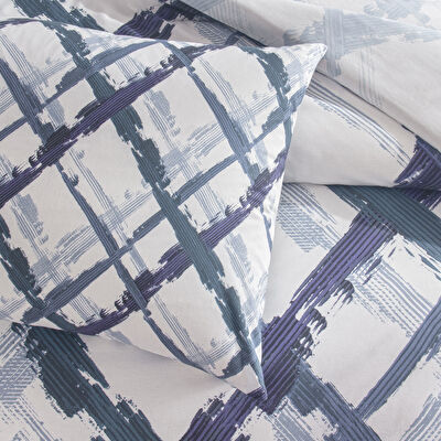 Taç Brıza Ranforce Çift Kişilik Nevresim Takımı Mavi