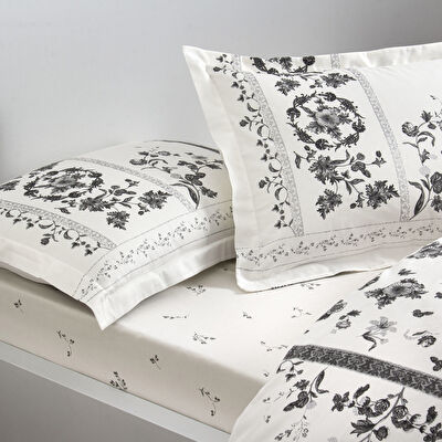 Taç Clymena Saten Çift Kişilik Nevresim Takımı Beyaz