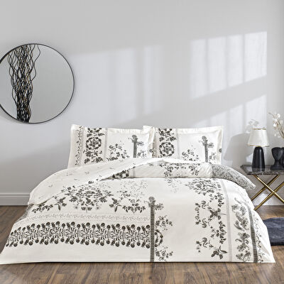 Taç Clymena Saten Çift Kişilik Nevresim Takımı Beyaz