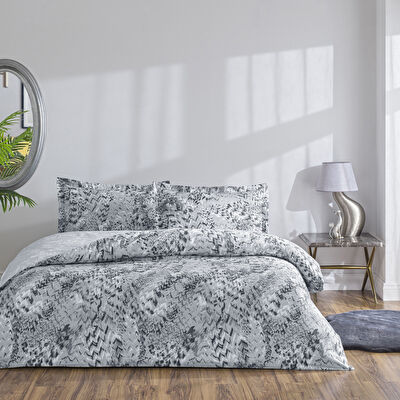 Taç Ornıva Saten Çift Kişilik Nevresim Takımı Gri