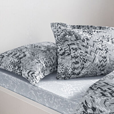 Taç Ornıva Saten Çift Kişilik Nevresim Takımı Gri