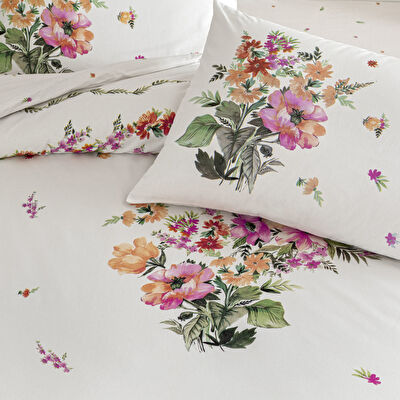 Taç Petunia Ranforce Çift Kişilik Throwlu Nevresim Takımı Pembe