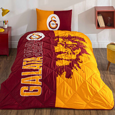 Taç Lisanslı Galatasaray Şanslı Aslan Pamuk Tek Kişilik Yorgan Seti