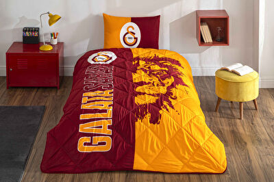 Taç Lisanslı Galatasaray Şanslı Aslan Pamuk Tek Kişilik Yorgan Seti
