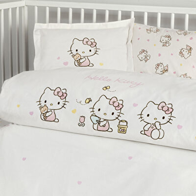 Taç Lisanslı Hello Kitty Cute Baby Pamuk Bebek Nevresim Takımı