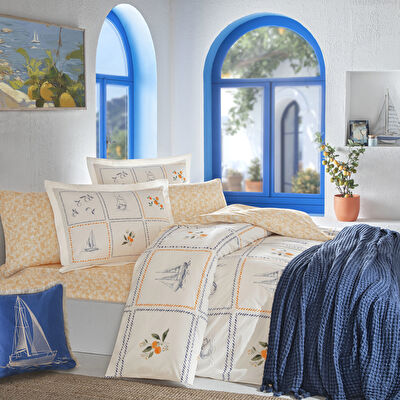 Taç Butik Mandarın Pamuk Çift Kişilik Çarşaf Turuncu