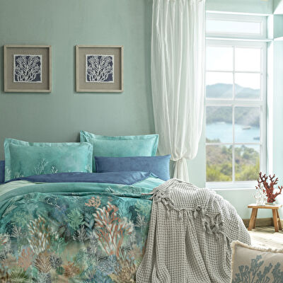 Taç Butik Marıs Pamuk Yastık Kılıfı Mavi